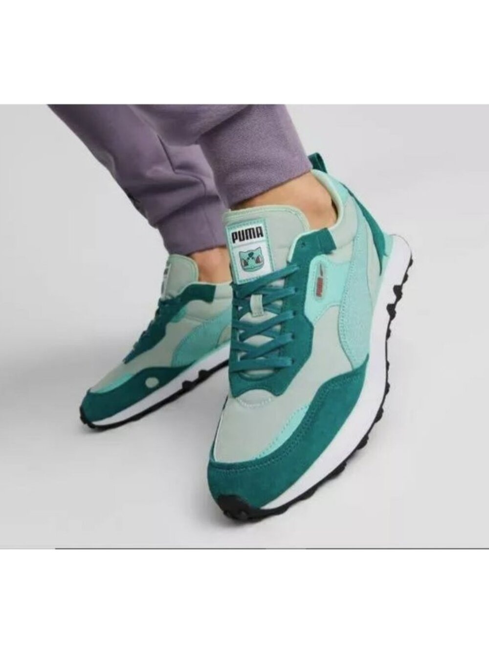 Pokemon x Puma Sneakers 2022 Bulbasaur Rider FV Shoes Mint Green Sz 4 EUR 35.5
